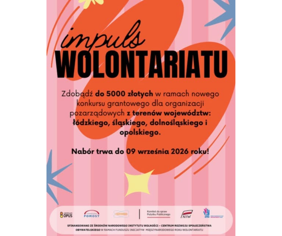 Granty na promocję wolontariatu do 09.09.2026