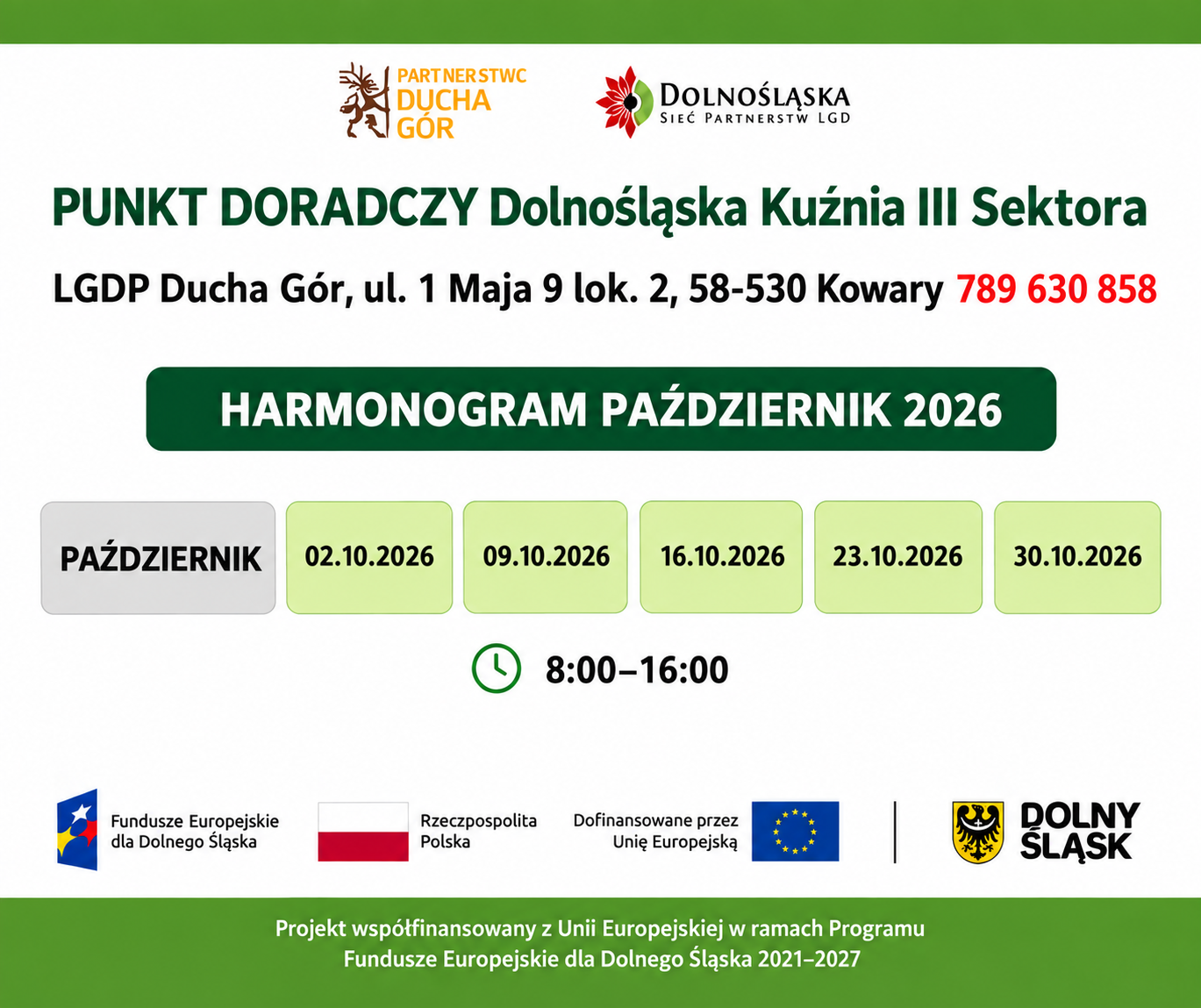 Harmonogram dyżiurów doradcy październik 2026