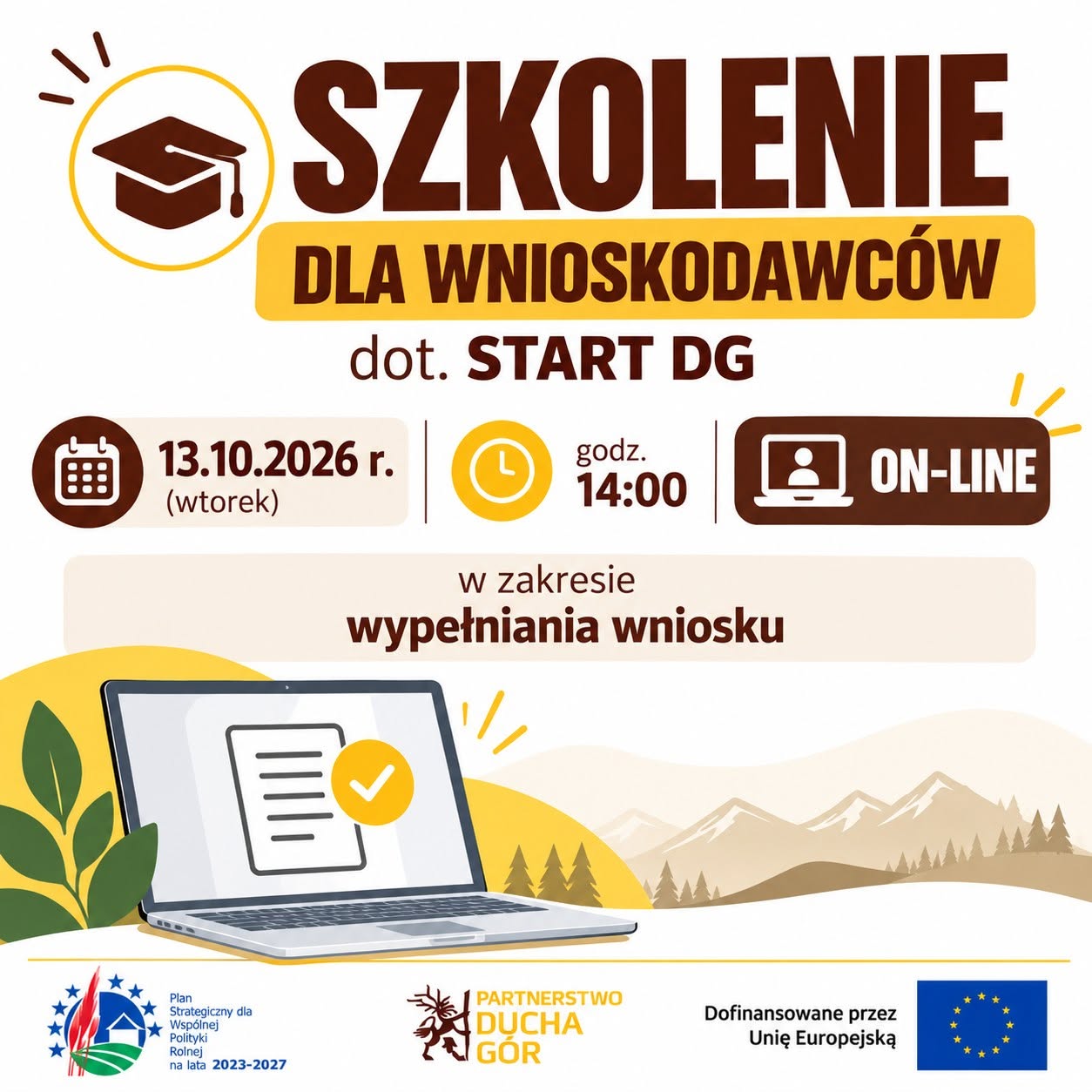 II Szkolenie dla wnioskodawców 13.10.2026 |14:00|  on-line START DG Nabory: 23/2026 24/2026 25/2026