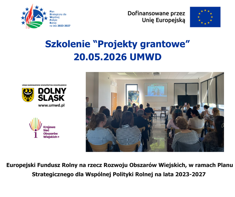 20.05.2026 szkolenie "Projekty grantowe" dla LGD jako wnioskodawców
