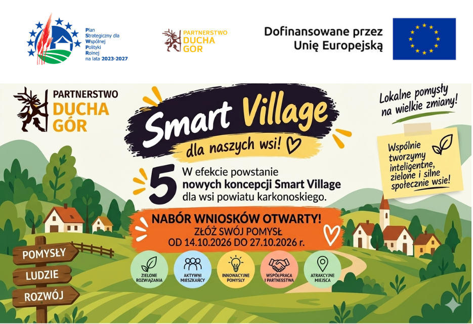 OGŁASZAMY NABÓR WNIOSKÓW  - SMART VILLAGE -przygotowanie 5 koncepcji inteligentnych wsi !